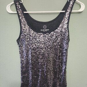 NWOT-Stretchable Old Navy Tank Top Sequins Tees Size XS, Color Gray